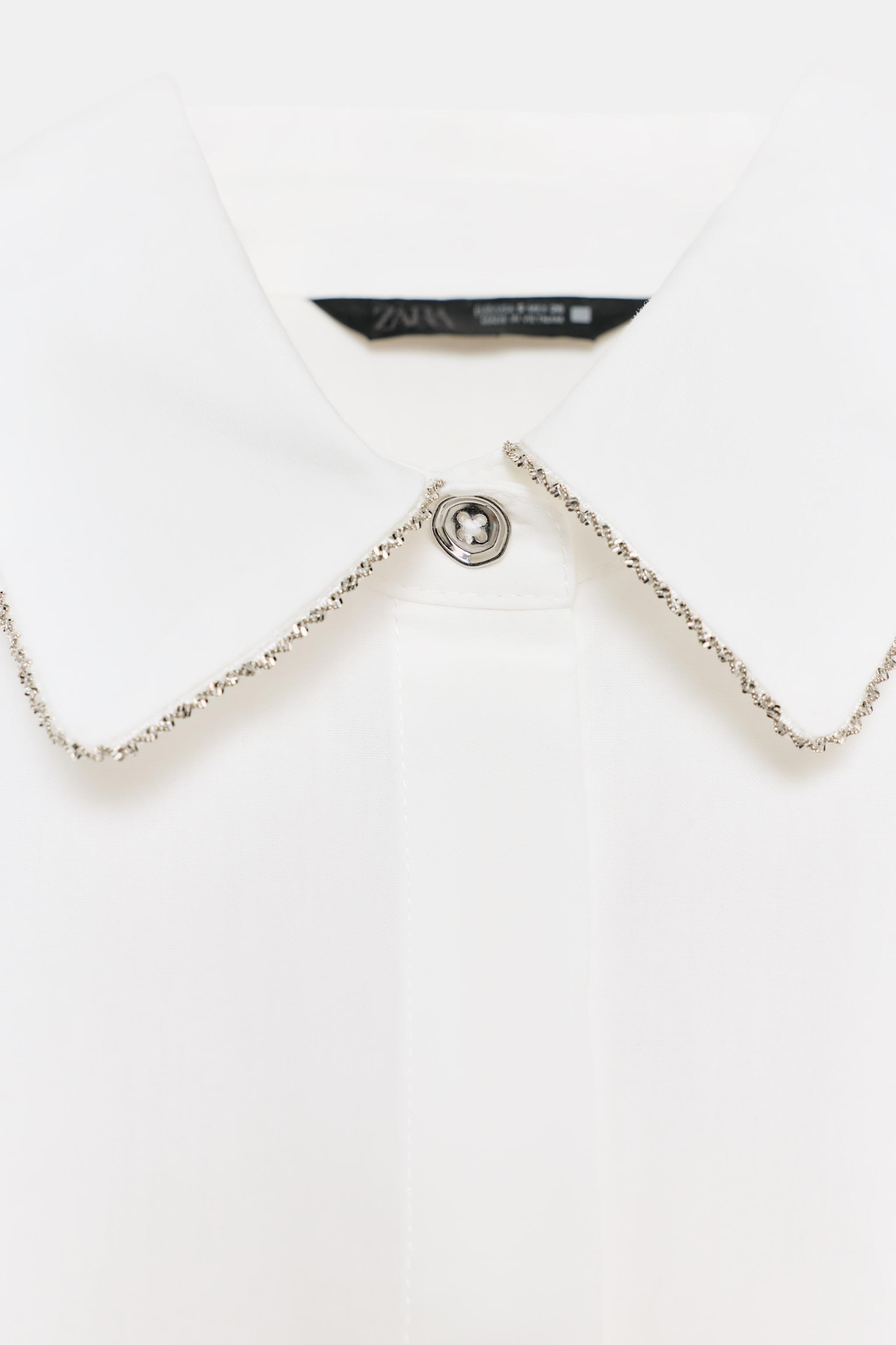 BEADED LAPEL POPLIN SHIRT